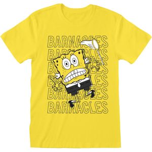 Uniseks T-Shirt met Korte Mouwen Spongebob Barnacles Geel - L