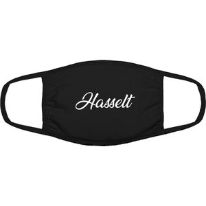 Hasselt mondkapje | gezichtsmasker | bescherming | bedrukt | logo | Zwart mondmasker van katoen, uitwasbaar & herbruikbaar. Geschikt voor OV