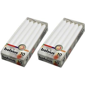 Bolsius Dinerkaarsen - 230/20 kleur wit - 20 kaarsen in 2 verpakkingen