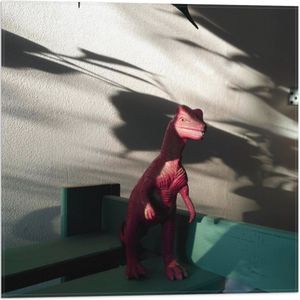 Vlag - Roze Dinosaurus Speelgoed - 50x50 cm Foto op Polyester Vlag