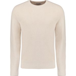 No Excess Mannen Ronde Hals Trui: Rib Gebreide Structuur En Super Zachte Touch Donker Beige XXL