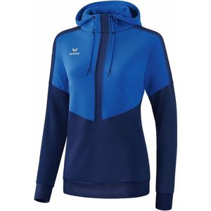 Erima Squad Sweatshirt Met Capuchon Dames - New Royal / Zwart / Wit | Maat: 40