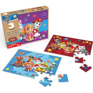 PAW Patrol - 3 Houten Puzzels - 24 stukjes - Met Opbergdoos