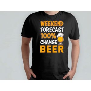 Weekend Forecast 100% Change Of Beer - T Shirt - Beer - funny - HoppyHour - BeerMeNow - BrewsCruise - CraftyBeer - Proostpret - BiermeNu - Biertocht - Bierfeest