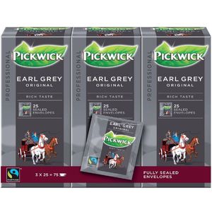 Thee pickwick fairtrade earl grey 25x2gr | Omdoos a 3 pak x 25 stuk | 3 stuks
