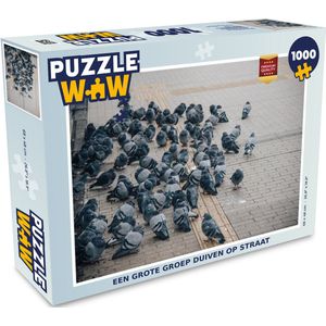 Puzzel Een grote groep duiven op straat - Legpuzzel - Puzzel 1000 stukjes volwassenen