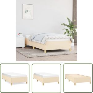 vidaXL Crèmekleurig Bedframe 90x200 cm - Stof Bedframe - Tweepersoons Bed - Creme Bed - Houten Bed - Stoffen Bed