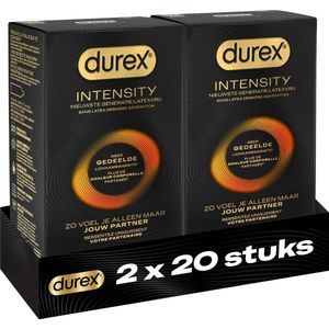 Durex Intensity Condooms - Nieuwste generatie ultradunne, latexvrije condooms voor mannen – Gedeelde lichaamswarmte - 2 x 20 stuks - Voordeelverpakking