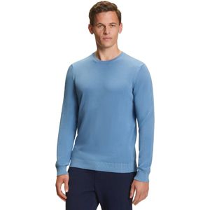 FALKE Basic Crew Neck Cotton Piqué elegante klassieker katoen trui heren blauw - maat XL