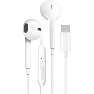 Provium - Oortjes met USB-C aansluiting - In-Ear Oordopjes met draad en microfoon - Headset geschikt voor o.a. Laptop en Telefoon - wit