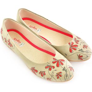 GOBY - Flowers - Ballerinas - Flats - Hoge kwaliteit - Handmade - Meisjesprint - Maat 38