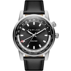 Gentium | Zwart Roestvrijstalen Wereldtijd GMT-Horloge