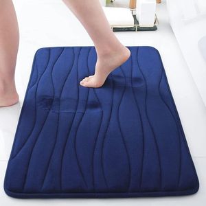Badmat, van traagschuim, zachte badmat, antislip, absorberend, wasbaar, marineblauw, 60 x 120 cm