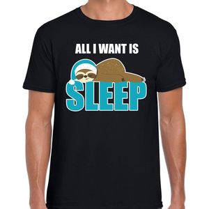 All I want is sleep / Ik wil alleen slapen  fun tekst slaapshirt / pyjama shirt - zwart - heren - Grappig slaapshirt / slaap kleding t-shirt S
