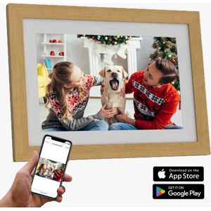 Pixelly - Digitale Fotolijst - Hout - 10.1 Inch - 16GB - HD Display - IPS Touchscreen
