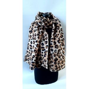 Zachte winter luipaard sjaal beige bruin zwart - 90 x 200 cm