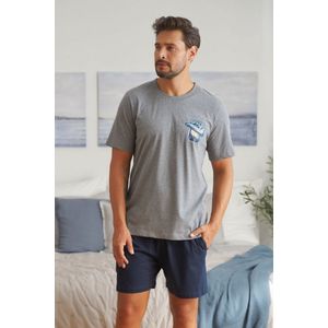 Doctor Nap Katoenen Pyjama Heren Volwassenen | Korte Mouw Korte Broek | Shortama Heren | Pyama Heren Volwassenen | Space Dark Grey PMB.5354 L