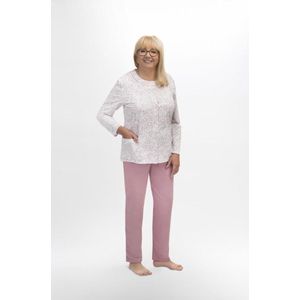 Martel Maria dames pyjama - wit/lichtroze - 100 % katoen 3XL