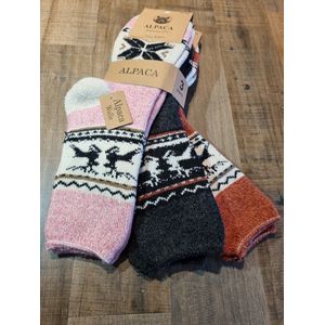 3 Paar - 100% Alpaca Wollen Sokken - Maat 39-42 - Huissokken - Cadeau Artikel - Wandelsokken