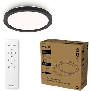 Philips - Aio RD - LED Plafondlamp - Zwart - Dimbaar - Multipack van 2
