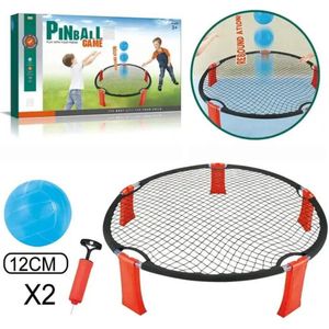 Playos® - Roundball - met 2 Ballen - Inclusief Pompje - Zwart / Rood - 92 cm - Strandspel - Beachball - Buitenspeelgoed - Gezelschapsspel