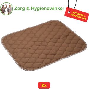 2x - Wasbare stoelbeschermer - Bruin- 40 x 50 cm - Incontinentie onderlegger stoel of bed - Voordeelverpakking!