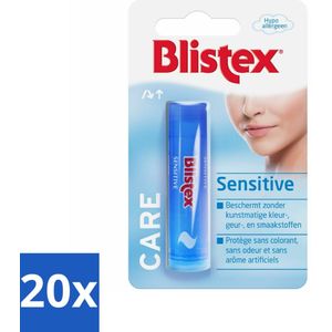 20 x Blistex Lippenbalsem Sensitive - Lippenbalsem - Gevoelige Lippen - Geurloos - Smaakloos - Gevoelige Huid