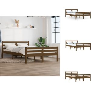 vidaXL Houten Bedframe - Moderne Slaapkamer - 140 x 200 cm - Hoogwaardig massief grenenhout - Bed