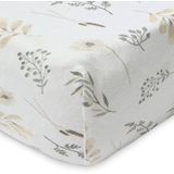 Jollein katoenen ledikant hoeslaken Wild Flowers 60x120cm wit/beige/grijs