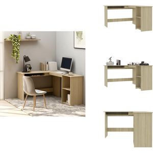vidaXL Hoekbureau - Hoekbureaus - Bureau - Bureaus - Hoekbureau L-vormig 120x140x75cm bewerkt hout sonoma eikenkleur