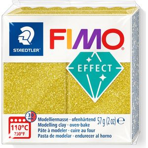 FIMO effect ovenhardende boetseerklei standaard blokje 57 g - glitter goud