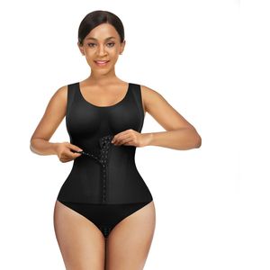 Shapewear 4-in-1 Waist Trainer Corset Bodysuit - Buttoned Tummy Control High Waist with Padded Bra - zwart - XXL