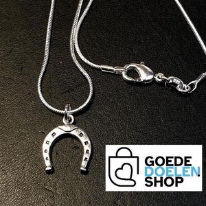 GoedeDoelen.Shop | 925st Zilveren Slangen Collier Pooh | Geluksketting | Hoefijzer | Ketting Met Hoefijzer | Statement Ketting | Paardenwelzijn | Dierenwelzijn | Cadeautje | Wellness-House