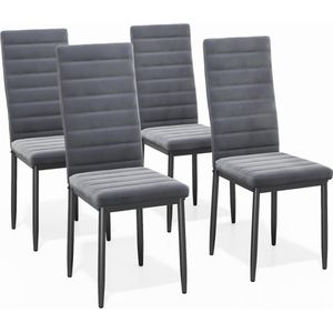 Set van 4 Moderne Eetkamerstoelen met Hoge Rugleuning van Imitatieleer