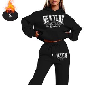 Nivard Joggingpak - Huispak - Volwassenen - Trainingspak - Comfortabel - Joggingsbroek - Tracksuit - Dames - Zwart - S