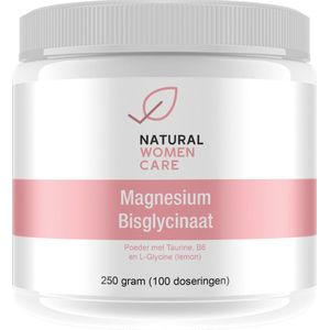Natural Women Care - Magnesium Bisglycinaat poeder (lemon) - Zeer geschikt voor volwassenen en kinderen (makkelijk te doseren) - Met synergisten Taurine en L-Glycine - makkelijk oplosbaar in water