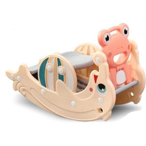 Hobbeldier Peach Roze Kikker-Dolfijn 2 in 1 - Hobbelpaard - Glijbaan - Baby - Peuter - 1 jaar - 2 jaar - Schuifaf - Cadeau - Sinterklaas - Kerst - Jongen - Meisje - Binnen en Buiten