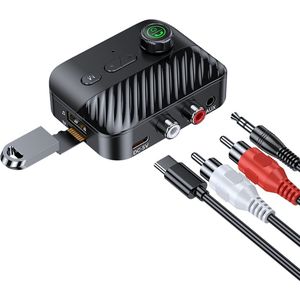 Bluetooth 5.3 Audio Multi connect Transmitter & Receiver met Digitaal Display - zender en ontvanger - 3.5mm AUX/RCA/Coax/USB/TF/SD stereo Player Ondersteuning - zwart