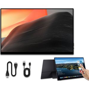Gloovon® - Portable Monitor - 15.6 inch - Touchscreen - Full HD - IPS Draagbaar Scherm - Raagbare Monitor voor Laptop met Speakers - HDMI Gaming Monitor - Plug & Play