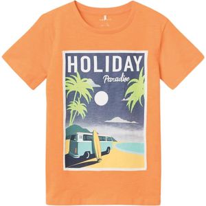 Name it t-shirt jongens - oranje - NKMzefrede - maat 122/128