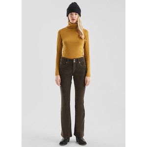 QS - Flared Broek - Donkerbruin - Regular Waist