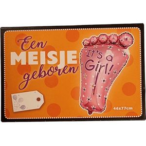 Wenskaart - folieballon - een meisje geboren - 46x77cm