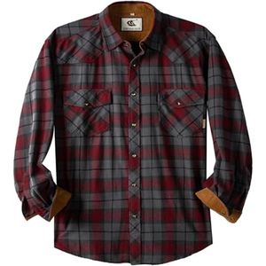 Geruit Flanellen Overhemd voor Heren - Lange Mouwen, Snap Knoop, Katoen, Regular Fit