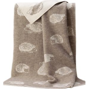 Wollen Deken - EGEL (Lichtbruin) 80% Nieuw Zeelandse Wol - 20% Katoen - Plaid Dekentje Dierenprint - JJ Textile