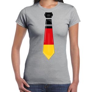 Bellatio Decorations Verkleed shirt voor dames - stropdas Duitsland - grijs - supporter - themafeest S