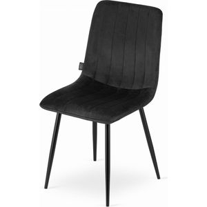 LAVA - Velvet eetkamerstoel - set van 4 eettafel stoelen - zwart