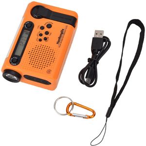 Noodradio met volledige band - Noodradio - noodradio solar opwindbaar - Radio - Buitenradio - Oranje - ABS - 500mAh