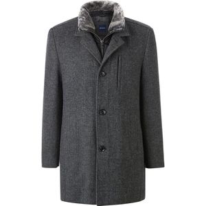 ORTENDESSI - Wintermantel - Donkergrijs - Rechte Model - Afneembare Imitatiebont Kraag