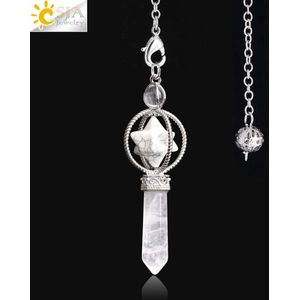 Pendel steen - Pendelen - Spiritueel - Pendelsteen - Natuursteen - Kwarts - Kristallen - Zeshoekig - Spits - Reiki - Chakra - Accessoires - White Turquoise