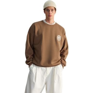 Trendyol Ecru Oversized/Wide Cut Floral Geborduurde Fleece/Warme Sweatshirt Tmnaw24Sw00012